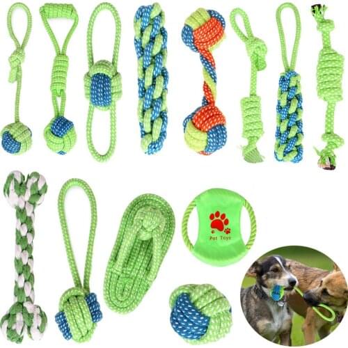 New Cotton Dog Rope Toy Knot Puppy Chew Teething Toys Teeth Cleaning Pet Palying Ball For Small Medium Large Dog Traning Dogs IQ