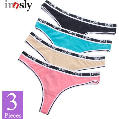 3 Pieces/Set G-string Women Sexy Panties Cotton Breathable Low Rise Ladies Underwear Solid T-Back Sport Female Thongs