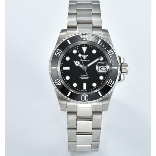 Tandorio 40mm Mens Top Mechanical Watch Japan NH35A Movement Calendar Luminous Marks Sapphire Crystal Ceramic bezel