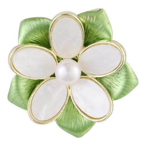 Morkopela Enamel Pearl Flowers Brooches for Women Wedding Fashion Pearl Pins Elegant Coat Accessories Gift