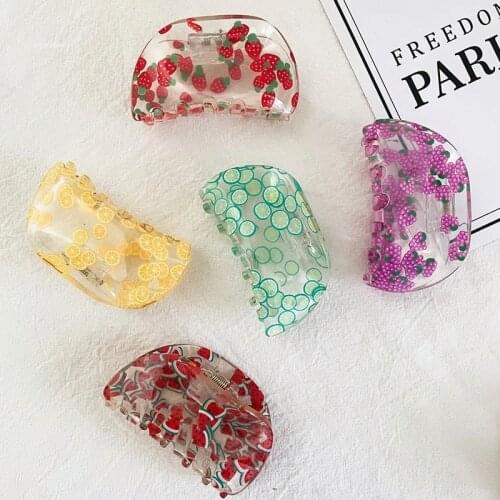 Korean Hair Clips Women Claw Clip Colorful Elegant Fruit Pattern Crab for Hair Girls Hair Barrettes Hair Clips Hair Accessories