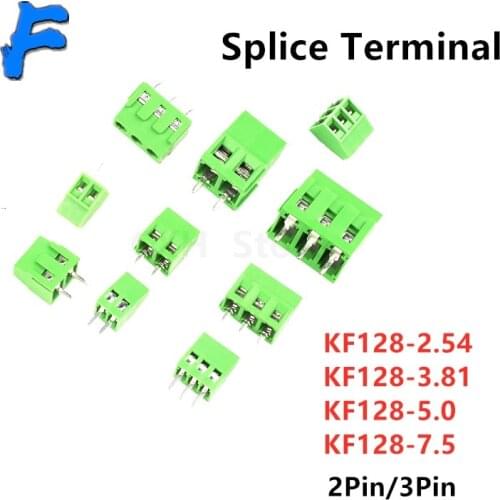 10Pcs KF128-2Pin/3Pin 2.54 / 3.81 / 5.0 / 7.5mm Spacing Terminal Block Splice Terminal Screw Type PCB Screw Terminal