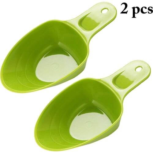2PCS Pet Food Shovel Plastic Cat Food Shovel Curve Design Dog Food Scoop Olive Color Measuring Scoop Pet Feeding Supplies