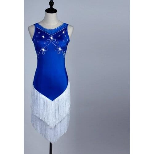 2017 Fashion tassel Latin Dance Dress Women Girls Rumba Cha-cha Skirt Ballroom Competition Costume Clothing Latin Dance Dresses