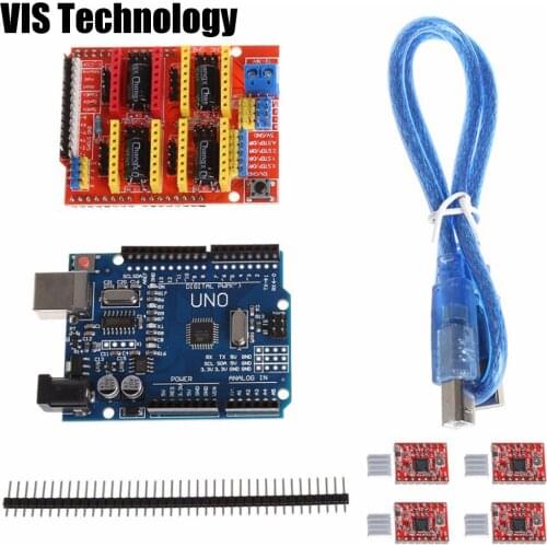 3D V3 CNC Shield V3 Engraving Machine + UNO R3 CH430 with USB+ A4988 Reprap Stepper Drivers for GRBL CNC arduino Diy Kit