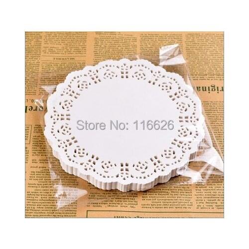 400pcs/lot food grade Dia 8.9cm white hollowed lace paper mats for baking and cake accessorieslace placemats gift decorating pad