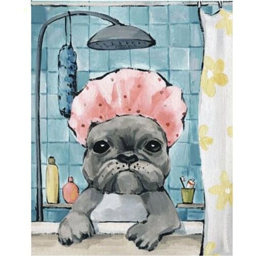 5D DIY Diamond Painting Cartoon dog bathing Diamond Embroidery Wall Sticker Square Round Cross Stitch bathroom decoration art