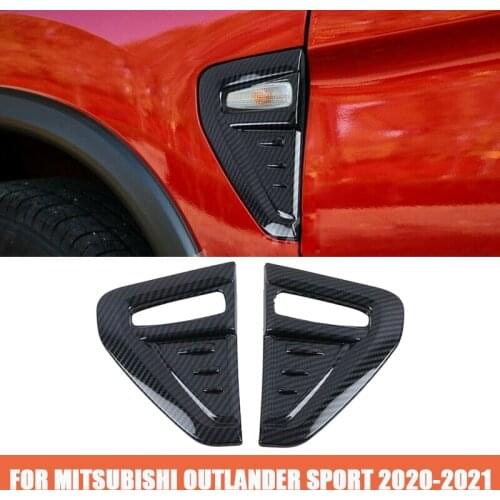 Car Carbon Fiber Side Turn Light Cover Trim Auto Light Protection Sticker ABS Decorate for Mitsubishi Outlander Sport 2020-2021