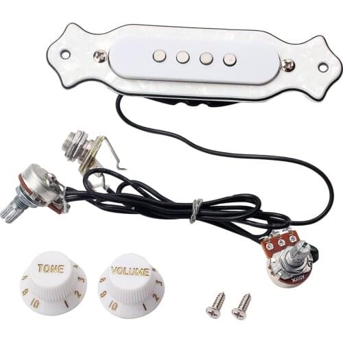 White Pearl Prewired 4-string Soundhole Active Pickup W/ Screws Knobs