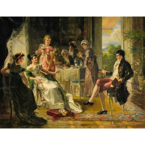 Free shipping classic court figure noble chat together oil painting canvas prints on canvas home wall art decoration picture