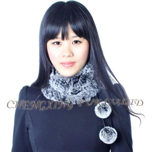 Free Shipping CX-S-160D Girls Fashion Two Use Way Real Rex Rabbit Fur Knitted Scarf