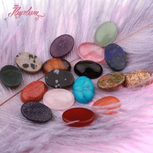 Natural Lapis Quartz Tigers Eye Stone Beads Oval CAB Cabochon Flatback Dome Undrilled For DIY Pandandt Ring Jewelry Making 5Pc