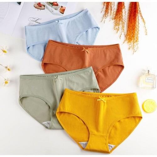 BZEL Cotton Underwear Women Soft Comfortable Panties 7 Colors Solid Mid Waist Briefs Healthy Breathable Underpants Cozy Lingerie