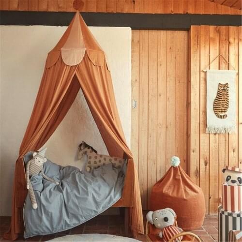 Kids Bed Canopy Bed Curtains Girl Princess Round Dome Canopy Baby Crib Cot Hanging Tent Children Play Tent House Room Decoration