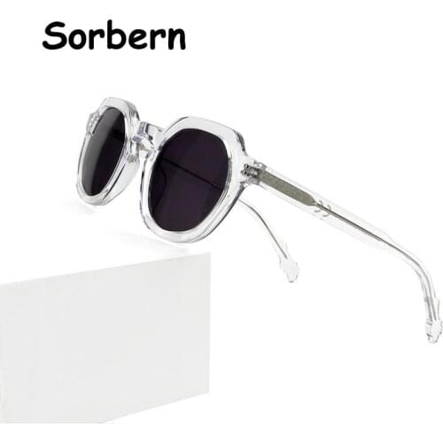 Designer Transparent Acetate Irregular MenS Sunglasses For Women Trendy Punk Round Sun Glasses UV400 Shades For Female 2021