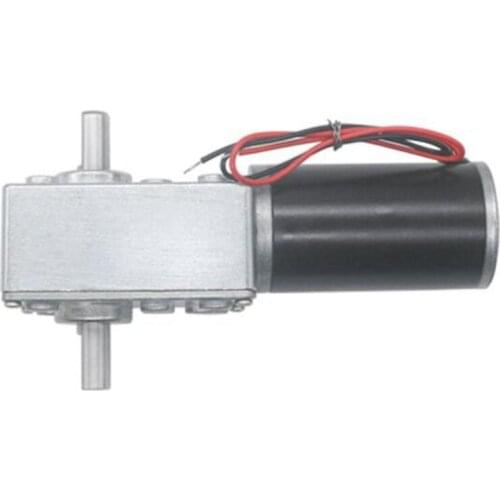 12V 24V DC Worm Gear Motor 12-470RPM High Torque Electric Metal Gear Motor Self-Lock Double Shaft Worm Gear Reduction Motor