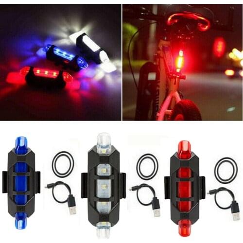 USB Rechargeable Bike Light 5LED Front Back Rear Tail Lights Cycling Safety Warning Light Waterproof Bicycle Lamp Flashlight