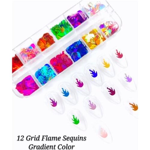 1 Box Holographic Flame Sequins For Nails Laser Fire Shaped Flakes Sparkly 3D Nail Art Decals Laser Foils Nail Art Supplies