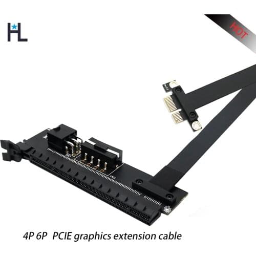 HL PCI express 16X 1X graphics card extension cable 4P 6P dual power supply full speed stability For bitcoin mining game video