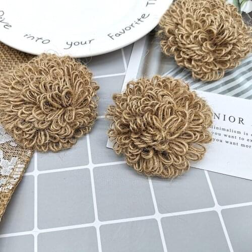 5pcs Burlap Flower Fabric Flowers for Headbands Hair Accessory DIY Crafts/Wedding Party Decorations/Scrapbooking Embellishments