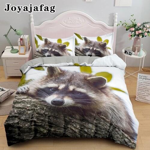 Animal Printing Bedding Sets Funny Raccoon Single Double King Queen Size Quilt Cover With Pillowcase Duvet Covers Bedclothes