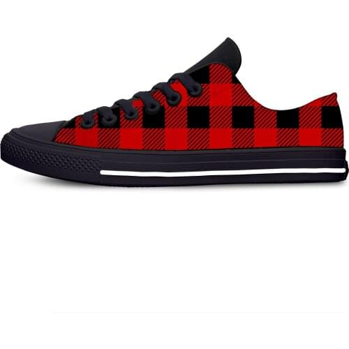 Buffalo plaid Pattern Cool Funny Fashion Classic Casual Cloth Shoes Low Top Lightweight Breathable 3D Print Men women Sneakers