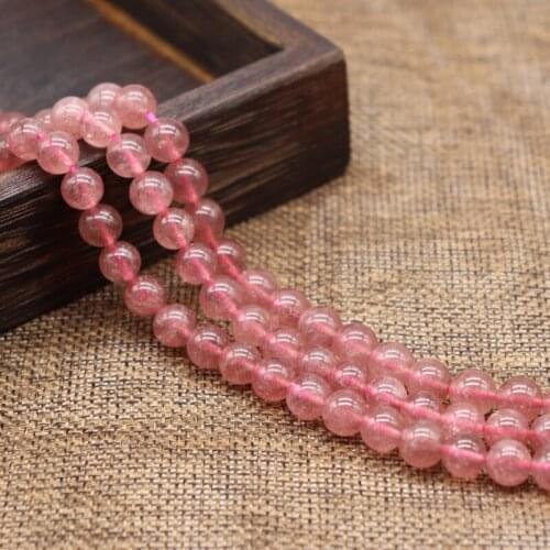 Nature Stone Rose Strawberry Round Bead 4MM 6MM 8MM 10MM Four Fashion Jewelry Making Necklace Bracelet Good Quality Not Glass