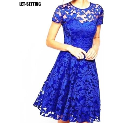 Summer slim round neck short-sleeved lace lady dress S-5XL,red,pink,white,blue,black printed dress elegant lady dress casual