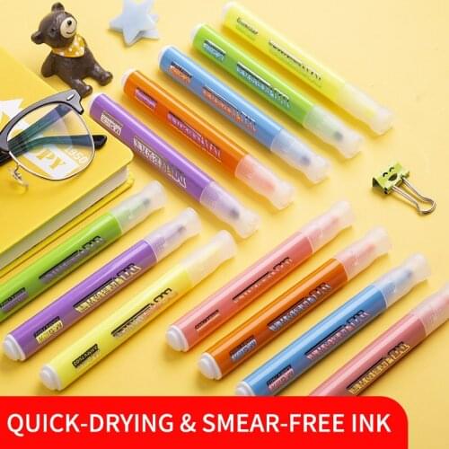 M&G 6 Colors/set Mini Cute Thick barrel Colorful Highlighter Pen Soft Color for school marker Stationery Highlighter for school