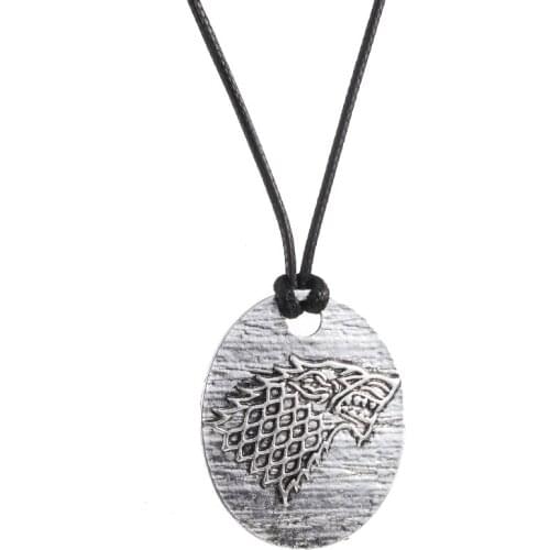 Fashion Wolf Head Animal Pendant Leather Rope Necklace Round Wolves Pendant Chain Necklace Women Mujer Jewelry Gift