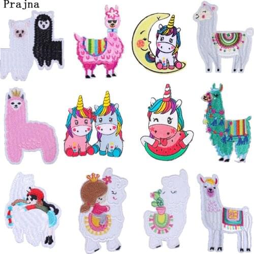 Cartoon Lovely Sheep Patch Embroidered Iron on Patches for Clothing Kids Alpaca Stickers DIY Apparel Accessory Unicorn Fabric