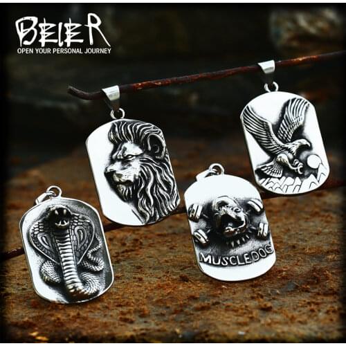 Beier 316L stainless steel Classic Animal Mens Pendant Eagle Chasing Pendant Necklace LLLHP104P