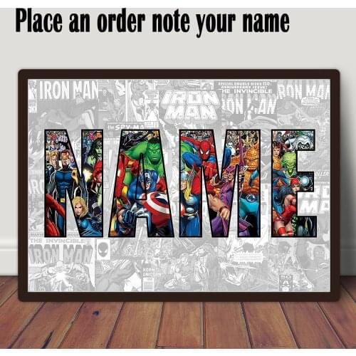 Customize Your Name On The Avengers Marvel Superhero Canvas Living Room Bedroom Decoration Painting As A Gift Cuadros Decor