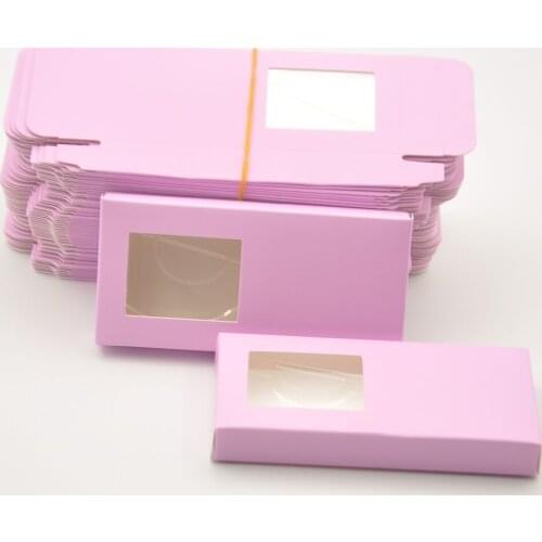 Wholesale New False Eyelash Packaging Paper Box Lash Boxes Packaging Custom Logo Faux Mink Eyelashes Makeup Pink Case Window