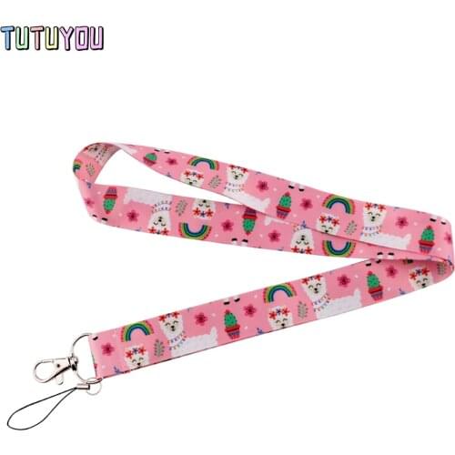 PC3089 Kawaii Pink Alpaca Personality Card Holder ID Holder Bus Card Holder Staff Card Lanyard For Keys Phone DIY Hang Rope