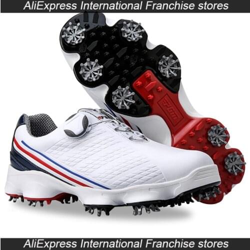 PGM Microfiber LeatherMen Shoes Wide Bottom Spin Buckle Lace Anti-slip Plywood Training Sports Tennis Shoes Professional White