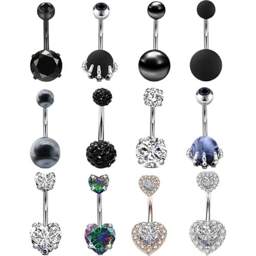 Surgical Steel Belly Button Piercing Ombligo Exquisite Peach Heart Navel Rings Colored Zircon Hand Ball Pircings Jewelry Gifts