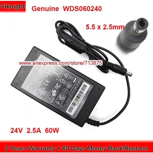 Genuine WDS060240 60W Charger 24V 2.5A AC Adapter for WEARNES 5.5 x 2.5mm Plug Size Power Supply