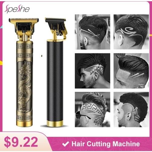 SPESHE Professional Hair Clippers Electric Finish Cutting Machine Hair Beard Cordless USB Rechargeable T-Outliner Shaver for Men