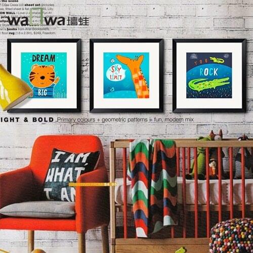 The simplicity of modern childrens room wall frog whimsy wall painting frame painting decorative painting murals with triple CM