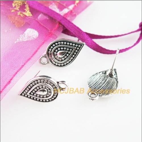 10 New Teardrop Findings Tibetan Silver Tone Flower Wire Earrings Hooks 10x18mm