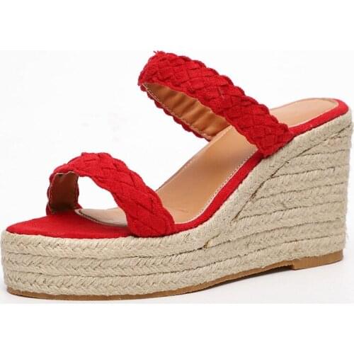 Summer Platform Sandals Women Wedge Slippers High Heels Ladies Shoes Fashion Slip On Wedges Sandals Casual Shoes Woman XKD4318