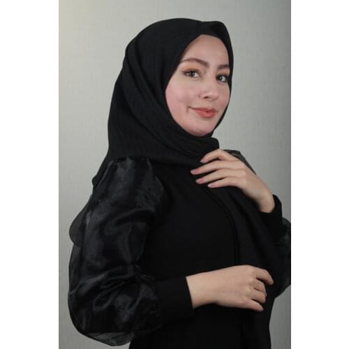 BURDEN SELF PATTERNED 110 CM SHAWL SCARF-BLACK
