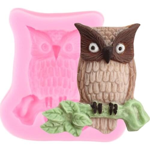 Owl Tree Branch Leaf Silicone Mold Cupcake Topper Fondant Molds Cake Decorating Tools Candy Clay Resin Chocolate Gumpaste Moulds