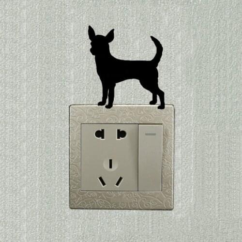 Chihuahua Dog Cute Cartoon Animal Decorative Switch Sticker Fashion Vinyl Wall Decal 2SS0782