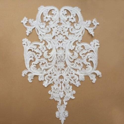 Wedding dress lace Applique Embroidery lace Applique Lace motif lace patch DIY big Wedding dress lace