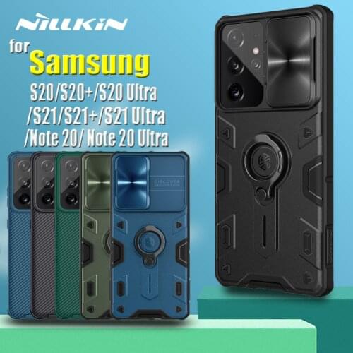 For Samsung S21 Plus Note 20 Ultra Case Nillkin Armor Impact Resistant Slide Camera Lens Protect Cover for Galaxy Note20 S20 FE