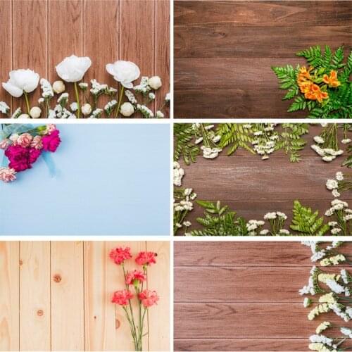 Vinyl Custom Photography Backdrops scenery Flower and Wooden Planks Photography Background 191020-21-22-006