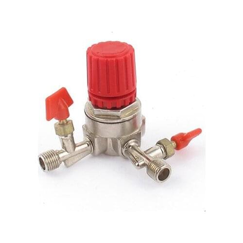 Air Compressor 1/4BSP Double Outlet Tube Pressure Regulator Valve Fitting Parts