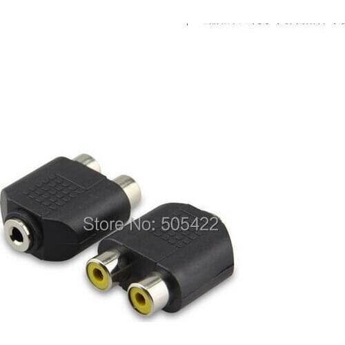 High Quality 2 RCA Female to 3.5mm Female Jack Y Splitter Audio Cable Adapter Connector 2000pcs/lot